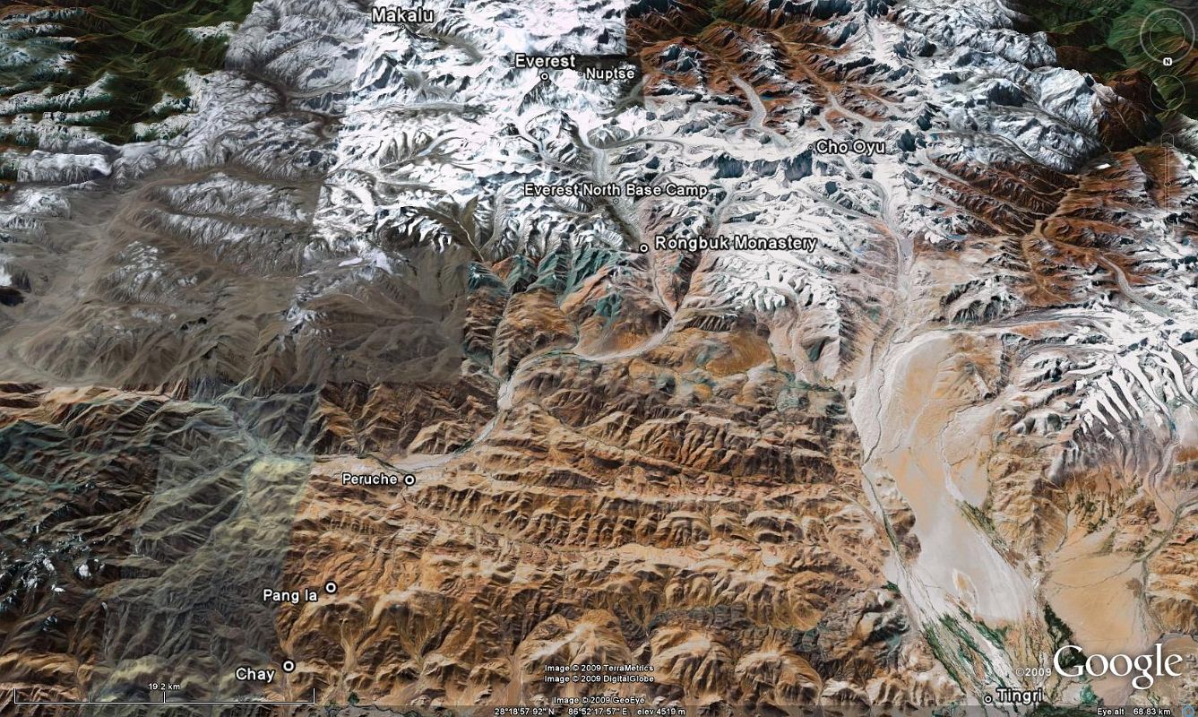 01 Google Earth Image Of Drive To Everest North Face